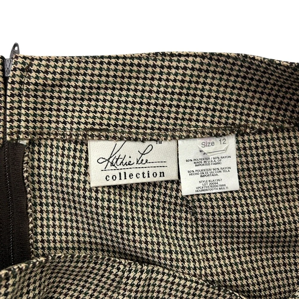 Houndstooth Midi Skirt 12 Academia Quiet Luxury Preppy 90s Heritage Old Money - Picture 6 of 9